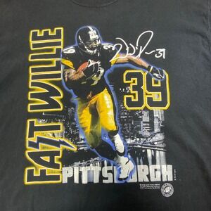 Vintage Fast Willie Parker Black T Shirt Pittsburgh‎ Steelers Mens XL Y2K